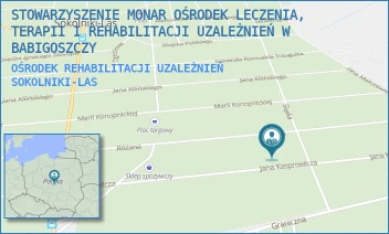 OŚRODEK REHABILITACJI UZALEŻNIEŃ - STOWARZYSZENIE MONAR OŚRODEK LECZENIA, TERAPII I REHABILITACJI UZALEŻNIEŃ DLA DZIECI I MŁODZIEŻY W GDAŃSKU - UL. RÓŻANA 56,  SOKOLNIKI-LAS