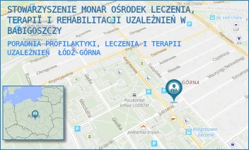 PORADNIA PROFILAKTYKI, LECZENIA I TERAPII UZALEŻNIEŃ - STOWARZYSZENIE MONAR OŚRODEK LECZENIA, TERAPII I REHABILITACJI UZALEŻNIEŃ W BABIGOSZCZY - UL. TUSZYŃSKA 123/125/3U,  ŁÓDŹ-GÓRNA