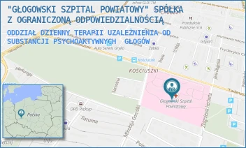 ODDZIAŁ DZIENNY TERAPII UZALEŻNIENIA OD SUBSTANCJI PSYCHOAKTYWNYCH - "GŁOGOWSKI SZPITAL POWIATOWY" SPÓŁKA Z OGRANICZONĄ ODPOWIEDZIALNOŚCIĄ - UL. TADEUSZA KOŚCIUSZKI 15,  GŁOGÓW