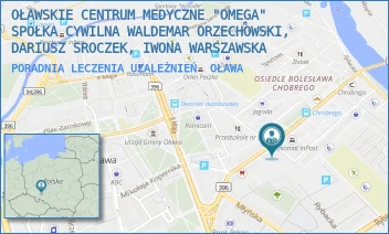 PORADNIA LECZENIA UZALEŻNIEŃ - OŁAWSKIE CENTRUM MEDYCZNE "OMEGA" SPÓŁKA CYWILNA WALDEMAR ORZECHOWSKI, DARIUSZ SROCZEK, IWONA WARSZAWSKA - UL. CHROBREGO 23B,  OŁAWA