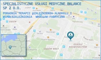 PORADNIA TERAPII UZALEŻNIENIA ALKOHOLU I WSPÓŁUZALEŻNIENIA - SPECJALISTYCZNE USŁUGI MEDYCZNE BALANCE SP Z O.O. - BULW. IKARA 30,  WROCŁAW-FABRYCZNA