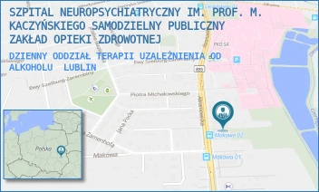 DZIENNY ODDZIAŁ TERAPII UZALEŻNIENIA OD ALKOHOLU - SZPITAL NEUROPSYCHIATRYCZNY IM. PROF. M. KACZYŃSKIEGO SAMODZIELNY PUBLICZNY ZAKŁAD OPIEKI ZDROWOTNEJ - ABRAMOWICKA 4B,  LUBLIN