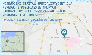 PORADNIA LECZENIA UZALEŻNIEŃ - WOJEWÓDZKI SZPITAL SPECJALISTYCZNY DLA NERWOWO I PSYCHICZNIE CHORYCH SAMODZIELNY PUBLICZNY ZAKŁAD OPIEKI ZDROWOTNEJ W CIBORZU - UL. ALEJA NIEPODLEGŁOŚCI 15,  SULECHÓW