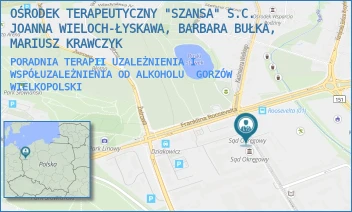 PORADNIA TERAPII UZALEŻNIENIA I WSPÓŁUZALEŻNIENIA OD ALKOHOLU - OŚRODEK TERAPEUTYCZNY "SZANSA" S.C. JOANNA WIELOCH-ŁYSKAWA, BARBARA BUŁKA, MARIUSZ KRAWCZYK - UL. MIESZKA I 57/3,  GORZÓW WIELKOPOLSKI