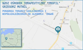 PORADNIA TERAPII UZALEŻNIENIA I WSPÓŁUZALEŻNIENIA OD ALKOHOLU - NZOZ OŚRODEK TERAPEUTYCZNY "PROFIL" GRZEGORZ MUTWIL - UL. JANA PAWŁA II 1/1,  ŻAGAŃ