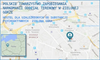 HOSTEL DLA UZALEŻNIONYCH OD SUBSTANCJI PSYCHOAKTYWNYCH - POLSKIE TOWARZYSTWO ZAPOBIEGANIA NARKOMANII ODDZIAŁ TERENOWY W ZIELONEJ GÓRZE - UL. JELENIA 1A,  ZIELONA GÓRA