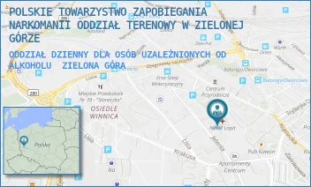 ODDZIAŁ DZIENNY DLA OSÓB UZALEŻNIONYCH OD ALKOHOLU - POLSKIE TOWARZYSTWO ZAPOBIEGANIA NARKOMANII ODDZIAŁ TERENOWY W ZIELONEJ GÓRZE - UL. JELENIA 1A,  ZIELONA GÓRA