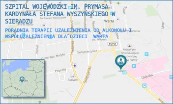 PORADNIA TERAPII UZALEŻNIENIA OD ALKOHOLU I WSPÓŁUZALEŻNIENIA DLA DZIECI - SZPITAL WOJEWÓDZKI IM. PRYMASA KARDYNAŁA STEFANA WYSZYŃSKIEGO W SIERADZU - UL. SIERADZKA 3,  WARTA