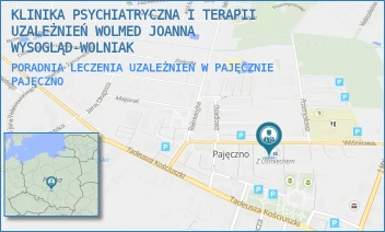 PORADNIA LECZENIA UZALEŻNIEŃ W PAJĘCZNIE - KLINIKA PSYCHIATRYCZNA I TERAPII UZALEŻNIEŃ WOLMED JOANNA WYSOGLĄD-WOLNIAK - WIŚNIOWA 26, PAJĘCZNO