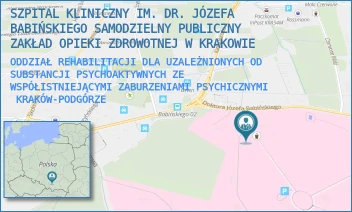 ODDZIAŁ REHABILITACJI DLA UZALEŻNIONYCH OD SUBSTANCJI PSYCHOAKTYWNYCH ZE WSPÓŁISTNIEJĄCYMI ZABURZENIAMI PSYCHICZNYMI - SZPITAL KLINICZNY IM. DR. JÓZEFA BABIŃSKIEGO SAMODZIELNY PUBLICZNY ZAKŁAD OPIEKI ZDROWOTNEJ W KRAKOWIE - UL. DR. JÓZEFA BABIŃSKIEGO 29, KRAKÓW-PODGÓRZE