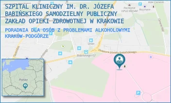 PORADNIA DLA OSÓB Z PROBLEMAMI ALKOHOLOWYMI - SZPITAL KLINICZNY IM. DR. JÓZEFA BABIŃSKIEGO SAMODZIELNY PUBLICZNY ZAKŁAD OPIEKI ZDROWOTNEJ W KRAKOWIE - UL. DR. JÓZEFA BABIŃSKIEGO 29, KRAKÓW-PODGÓRZE
