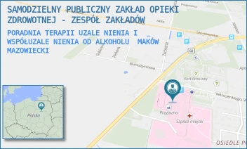 PORADNIA TERAPII UZALENIENIA I WSPÓŁUZALENIENIA OD ALKOHOLU - SAMODZIELNY PUBLICZNY ZAKŁAD OPIEKI ZDROWOTNEJ - ZESPÓŁ ZAKŁADÓW - WITOSA 2,  MAKÓW MAZOWIECKI