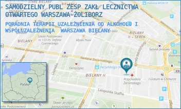 PORADNIA TERAPII UZALEŻNIENIA OD ALKOHOLU I WSPÓŁUZALEŻNENIA - SAMODZIELNY PUBL ZESP ZAKŁ LECZNICTWA OTWARTEGO WARSZAWA-ŻOLIBORZ - ŻEROMSKIEGO 13,  WARSZAWA BIELANY