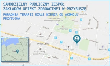 PORADNIA TERAPII UZALENIENIA OD AKOHOLU - SAMODZIELNY PUBLICZNY ZESPÓŁ ZAKŁADÓW OPIEKI ZDROWOTNEJ W PRZYSUSZE - ALEJA JANA PAWŁA II 4,  PRZYSUCHA