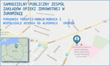 PORADNIA TERAPII UZALENIENIA I WSPÓŁUZALENIENIA OD ALKOHOLU - SAMODZIELNY PUBLICZNY ZESPÓŁ ZAKŁADÓW OPIEKI ZDROWOTNEJ W ŻUROMINIE - SZPITALNA 56,  ŻUROMIN