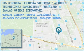 ODDZIAŁ DZIENNY TERAPII UZALEŻNIEŃ OD ZWIĄZKÓW PSYCHOAKTYWNYCH - PRZYCHODNIA LEKARSKA WOJSKOWEJ AKADEMII TECHNICZNEJ SAMODZIELNY PUBLICZNY ZAKŁAD OPIEKI ZDROWOTNEJ - KARTEZJUSZA 2,  WARSZAWA BEMOWO