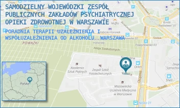 PORADNIA TERAPII UZALEŻNIENIA I WSPÓŁUZALEŻNIENIA OD ALKOHOLU - SAMODZIELNY WOJEWÓDZKI ZESPÓŁ PUBLICZNYCH ZAKŁADÓW PSYCHIATRYCZNEJ OPIEKI ZDROWOTNEJ W WARSZAWIE - KOLSKA 2/4,  WARSZAWA