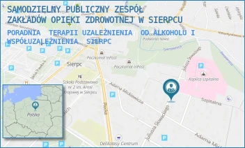 PORADNIA  TERAPII UZALEŻNIENIA  OD ALKOHOLU I WSPÓŁUZALEŻNIENIA - SAMODZIELNY PUBLICZNY ZESPÓŁ ZAKŁADÓW OPIEKI ZDROWOTNEJ W SIERPCU - JULIUSZA SŁOWACKIEGO 32,  SIERPC