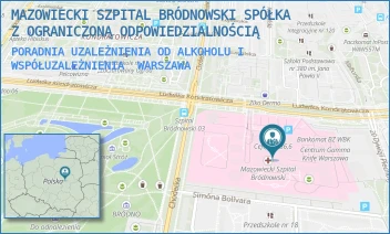 PORADNIA UZALEŻNIENIA OD ALKOHOLU I WSPÓŁUZALEŻNIENIA - MAZOWIECKI SZPITAL BRÓDNOWSKI SPÓŁKA Z OGRANICZONĄ ODPOWIEDZIALNOŚCIĄ - KONDRATOWICZA 8,  WARSZAWA