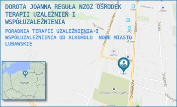 PORADNIA TERAPII UZALEŻNIENIA I WSPÓŁUZALEŻNIENIA OD ALKOHOLU - NZOZ OŚRODEK TERAPII UZALEŻNIEŃ I WSPÓŁUZALEŻNIENIA DOROTA JOANNA REGUŁA - GRUNWALDZKA 3, NOWE MIASTO LUBAWSKIE
