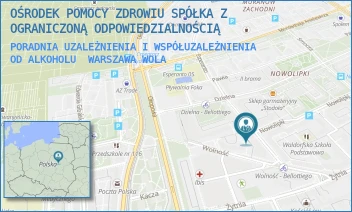 PORADNIA UZALEŻNIENIA I WSPÓŁUZALEŻNIENIA OD ALKOHOLU - OŚRODEK POMOCY ZDROWIU SPÓŁKA Z OGRANICZONĄ ODPOWIEDZIALNOŚCIĄ - JÓZEFA BELLOTTIEGO 1/10/11,  WARSZAWA WOLA