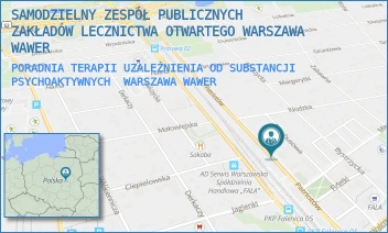 PORADNIA TERAPII UZALEŻNIENIA OD SUBSTANCJI PSYCHOAKTYWNYCH - SAMODZIELNY ZESPÓŁ PUBLICZNYCH ZAKŁADÓW LECZNICTWA OTWARTEGO WARSZAWA WAWER - PATRIOTÓW 46/48,  WARSZAWA WAWER
