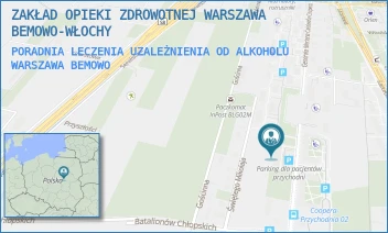 PORADNIA LECZENIA UZALEŻNIENIA OD ALKOHOLU - ZAKŁAD OPIEKI ZDROWOTNEJ WARSZAWA BEMOWO-WŁOCHY - GEN. MERIANA C. COOPERA 5,  WARSZAWA BEMOWO