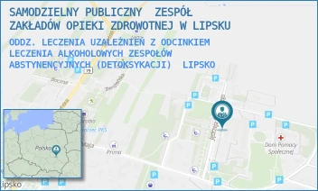 ODDZ. LECZENIA UZALEŻNIEŃ Z ODCINKIEM LECZENIA ALKOHOLOWYCH ZESPOŁÓW ABSTYNENCYJNYCH (DETOKSYKACJI) - SAMODZIELNY PUBLICZNY  ZESPÓŁ ZAKŁADÓW OPIEKI ZDROWOTNEJ W LIPSKU - RAFAŁA CZERWIAKOWSKIEGO 1,  LIPSKO