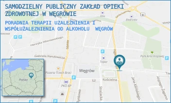 PORADNIA TERAPII UZALEŻNIENIA I WSPÓŁUŻALEZNIENIA OD ALKOHOLU - SAMODZIELNY PUBLICZNY ZAKŁAD OPIEKI ZDROWOTNEJ W WĘGROWIE - KOŚCIUSZKI 15,  WĘGRÓW
