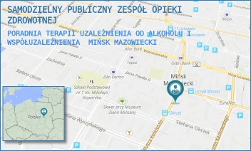 PORADNIA TERAPII UZALEŻNIENIA OD ALKOHOLU I WSPÓŁUZALEŻNIENIA - SAMODZIELNY PUBLICZNY ZESPÓŁ OPIEKI ZDROWOTNEJ - KOŚCIUSZKI 9,  MIŃSK MAZOWIECKI