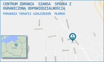 PORADNIA TERAPII UZALEŻNIEŃ - CENTRUM ZDROWIA  SZANSA  SPÓŁKA Z OGRANICZONĄ ODPOWIEDZIALNOŚCIĄ - WIEJSKA 25B,  PŁOŃSK