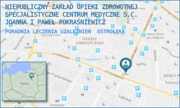 PORADNIA LECZENIA UZALEŻNIEŃ - NIEPUBLICZNY ZAKŁAD OPIEKI ZDROWOTNEJ SPECJALISTYCZNE CENTRUM MEDYCZNE S.C. JOANNA I PAWEŁ POKRAŚNIEWICZ - GEN. JÓZEFA HALLERA 39,  OSTROŁĘKA