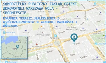 PORADNIA TERAPII UZALEŻNIENIA I WSPÓŁUZALEŻNIENIA OD ALKOHOLU MARIAŃSKA 1 - SAMODZIELNY PUBLICZNY ZAKŁAD OPIEKI ZDROWOTNEJ WARSZAWA WOLA - ŚRÓDMIEŚCIE - MARIAŃSKA 1,  WARSZAWA