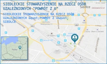 SIEDLECKIE STOWARZYSZENIE NA RZECZ OSÓB UZALEŻNIONYCH "POWRÓT Z U" - SIEDLECKIE STOWARZYSZENIE NA RZECZ OSÓB UZALEŻNIONYCH "POWRÓT Z U" - KILIŃSKIEGO 40,  SIEDLCE