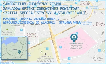PORADNIA TERAPII UZALEŻNIENIA I WSPÓŁUZALEŻNIENIA OD ALKOHOLU - SAMODZIELNY PUBLICZNY ZESPÓŁ ZAKŁADÓW OPIEKI ZDROWOTNEJ POWIATOWY SZPITAL SPECJALISTYCZNY W STALOWEJ WOLI - UL. STANISŁAWA STASZICA 4,  STALOWA WOLA