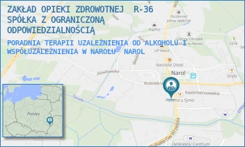 PORADNIA TERAPII UZALEŻNIENIA OD ALKOHOLU I WSPÓŁUZALEŻNIENIA W NAROLU - ZAKŁAD OPIEKI ZDROWOTNEJ  R-36  SPÓŁKA Z OGRANICZONĄ ODPOWIEDZIALNOŚCIĄ - UL. BOHATERÓW WRZEŚNIA 1939 16,  NAROL