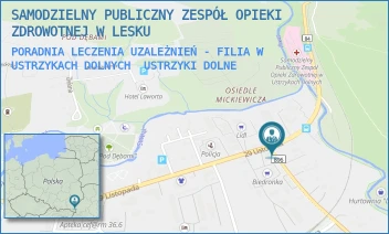 PORADNIA LECZENIA UZALEŻNIEŃ - FILIA W USTRZYKACH DOLNYCH - SAMODZIELNY PUBLICZNY ZESPÓŁ OPIEKI ZDROWOTNEJ W LESKU - UL. 29 LISTOPADA 42,  USTRZYKI DOLNE