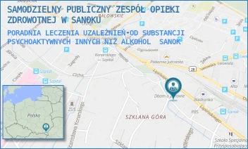 PORADNIA LECZENIA UZALEŻNIEŃ OD SUBSTANCJI PSYCHOAKTYWNYCH INNYCH NIŻ ALKOHOL - SAMODZIELNY PUBLICZNY ZESPÓŁ OPIEKI ZDROWOTNEJ W SANOKU - UL. LIPIŃSKIEGO 10,  SANOK