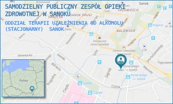ODDZIAŁ TERAPII UZALEŻNIENIA OD ALKOHOLU (STACJONARNY) - SAMODZIELNY PUBLICZNY ZESPÓŁ OPIEKI ZDROWOTNEJ W SANOKU - UL. UL. KONARSKIEGO 8,  SANOK