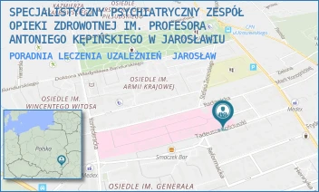 PORADNIA LECZENIA UZALEŻNIEŃ - SPECJALISTYCZNY PSYCHIATRYCZNY ZESPÓŁ OPIEKI ZDROWOTNEJ IM. PROFESORA ANTONIEGO KĘPIŃSKIEGO W JAROSŁAWIU - UL. TADEUSZA KOŚCIUSZKI 18,  JAROSŁAW