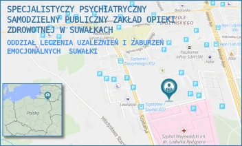 ODDZIAŁ LECZENIA UZALEŻNIEŃ I ZABURZEŃ EMOCJONALNYCH - SPECJALISTYCZY PSYCHIATRYCZNY SAMODZIELNY PUBLICZNY ZAKŁAD OPIEKI ZDROWOTNEJ W SUWAŁKACH - SZPITALNA 62,  SUWAŁKI