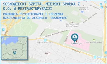 PORADNIA PSYCHOTERAPII I LECZENIA UZALEŻNIENIA OD ALKOHOLU - SOSNOWIECKI SZPITAL MIEJSKI SPÓŁKA Z O.O. W RESTRUKTURYZACJI - UL. SZPITALNA 1,  SOSNOWIEC