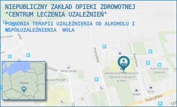 PORADNIA TERAPII UZALEŻNIENIA OD ALKOHOLU I WSPÓŁUZALEŻNIENIA - NIEPUBLICZNY ZAKŁAD OPIEKI ZDROWOTNEJ "CENTRUM LECZENIA UZALEŻNIEŃ" - UL. POPRZECZNA 1,  WOLA