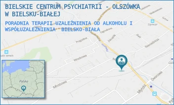 PORADNIA TERAPII UZALEŻNIENIA OD ALKOHOLU I WSPÓŁUZALEŻNIENIA - BIELSKIE CENTRUM PSYCHIATRII - OLSZÓWKA W BIELSKU-BIAŁEJ - UL. MOSTOWA 1,  BIELSKO-BIAŁA