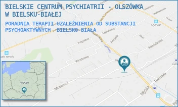 PORADNIA TERAPII UZALEŻNIENIA OD SUBSTANCJI PSYCHOAKTYWNYCH - BIELSKIE CENTRUM PSYCHIATRII - OLSZÓWKA W BIELSKU-BIAŁEJ - UL. MOSTOWA 1,  BIELSKO-BIAŁA