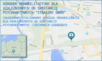 CAŁODOBOWY STACJONARNY ODDZIAŁ REHABILITACJI DLA UZALEŻNIONYCH OD SUBSTANCJI PSYCHOAKTYWNYCH - OŚRODEK REHABILITACYJNY DLA UZALEŻNIONYCH OD SUBSTANCJI PSYCHOAKTYWNYCH "STRASZNY DWÓR" - UL. PAWŁA STALMACHA 9,  CZECHOWICE-DZIEDZICE