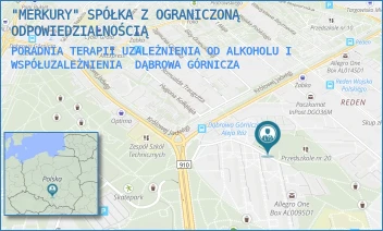 PORADNIA TERAPII UZALEŻNIENIA OD ALKOHOLU I WSPÓŁUZALEŻNIENIA - "MERKURY" SPÓŁKA Z OGRANICZONĄ ODPOWIEDZIALNOŚCIĄ - UL. KAROLA ADAMIECKIEGO 13,  DĄBROWA GÓRNICZA