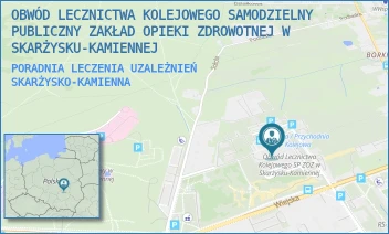 PORADNIA LECZENIA UZALEŻNIEŃ - OBWÓD LECZNICTWA KOLEJOWEGO SAMODZIELNY PUBLICZNY ZAKŁAD OPIEKI ZDROWOTNEJ W SKARŻYSKU-KAMIENNEJ - SOKOLA 50,  SKARŻYSKO-KAMIENNA