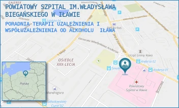 PORADNIA TERAPII UZALEŻNIENIA I WSPÓŁUZALEŻNIENIA OD ALKOHOLU - POWIATOWY SZPITAL IM.WŁADYSŁAWA BIEGAŃSKIEGO W IŁAWIE - GEN. WŁADYSŁAWA ANDERSA 3,  IŁAWA