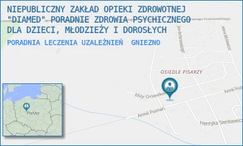 PORADNIA LECZENIA UZALEŻNIEŃ - NIEPUBLICZNY ZAKŁAD OPIEKI ZDROWOTNEJ "DIAMED" PORADNIE ZDROWIA PSYCHICZNEGO DLA DZIECI, MŁODZIEŻY I DOROSŁYCH - ELIZY ORZESZKOWEJ 29C,  GNIEZNO